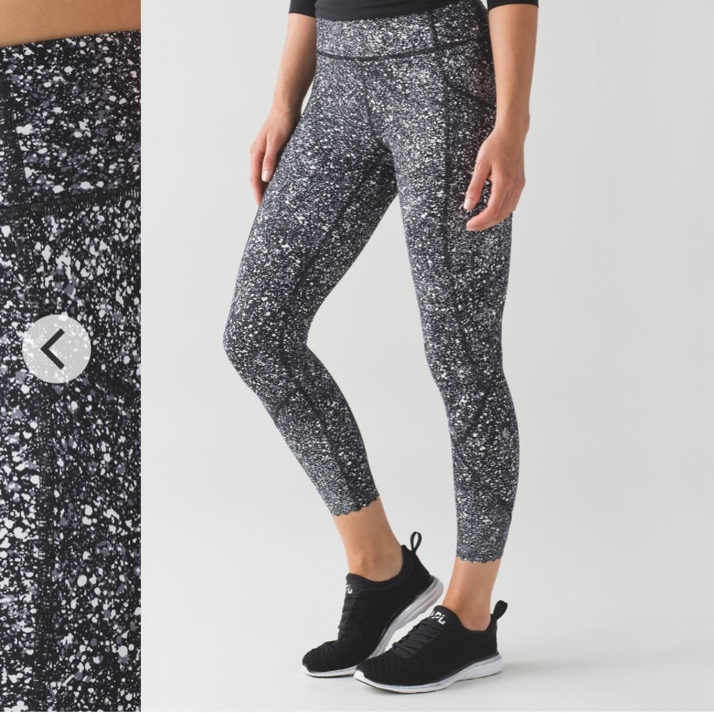 Lululemon Tight Stuff reflective leggings in black splatter size 2